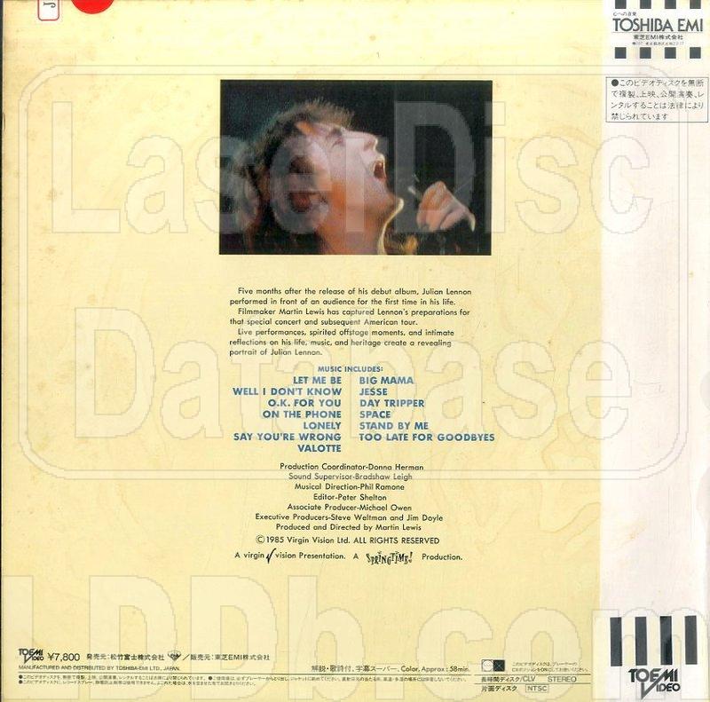 LaserDisc Database - Julian Lennon: Stand by Me [L078-1033]